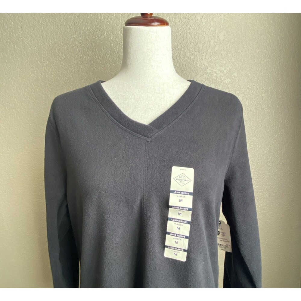 St. John’s Bay Women’s V-Neck Long Sleeve Top Black Size M Polyester - Picture 6 of 11
